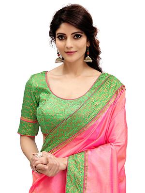 pink silk bordered saree with blouse - 15007777 - Standard Image - 3