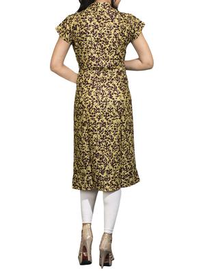 yellow cotton straight kurta - 15007996 - Standard Image - 3