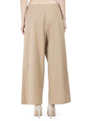 beige solid cotton palazzo - 15008107 - Standard Image - 3