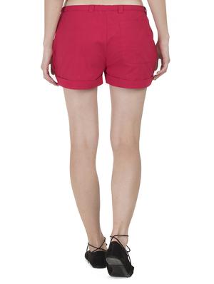 red solid cotton shorts - 15008114 - Standard Image - 3