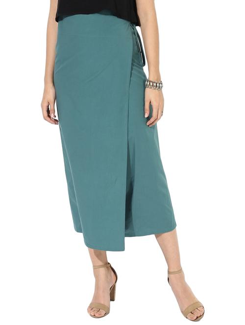 blue solid cotton wrap skirt - 15008120 - Standard Image - 1