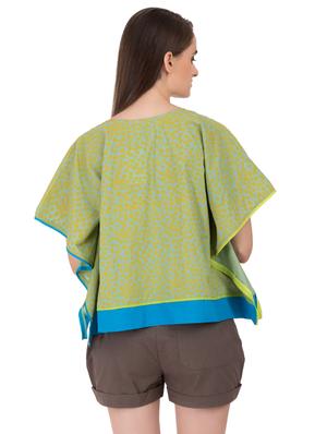 GRASS by Gitika Goyal green cotton kaftan - 15008126 - Standard Image - 3