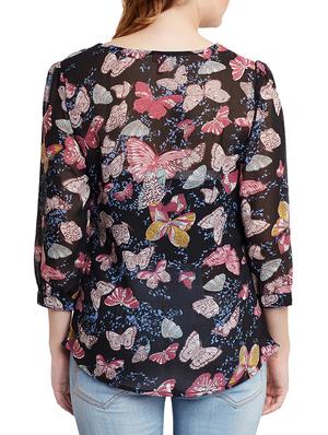 black printed poly chiffon top - 15008137 - Standard Image - 3