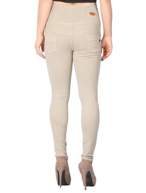 beige solid denim jeans - 15008375 - Standard Image - 3