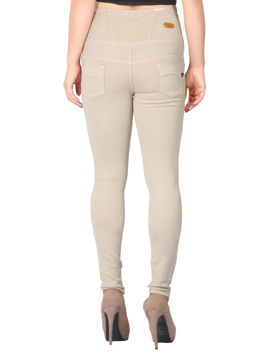 beige solid denim jeans - 15008375 - Zoom Image - 3