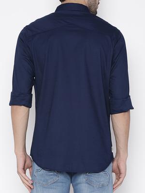 navy blue cotton casual shirt - 15009568 - Standard Image - 3