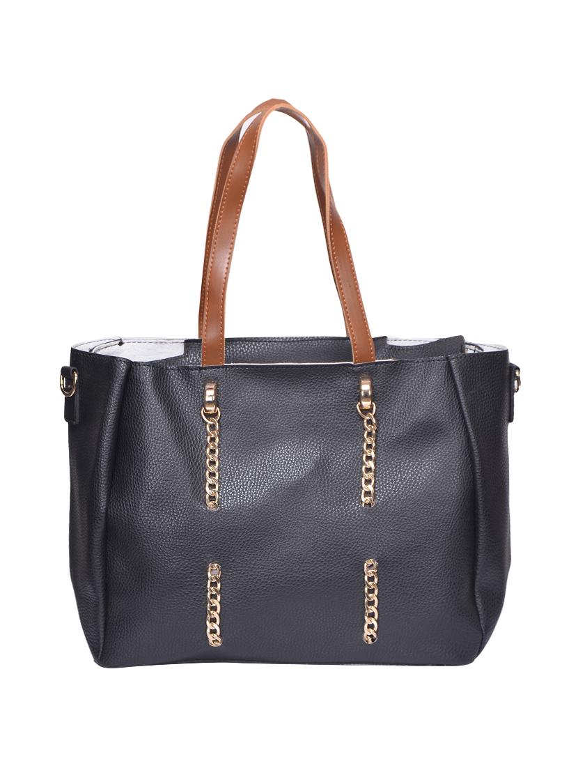 black leatherette handbag - 15009907 - Zoom Image - 3