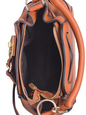 brown leatherette regular handbag - 15009935 - Standard Image - 3