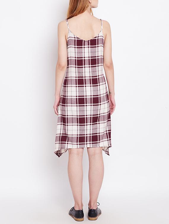 maroon checkered asymmetric dress - 15011412 - Zoom Image - 3