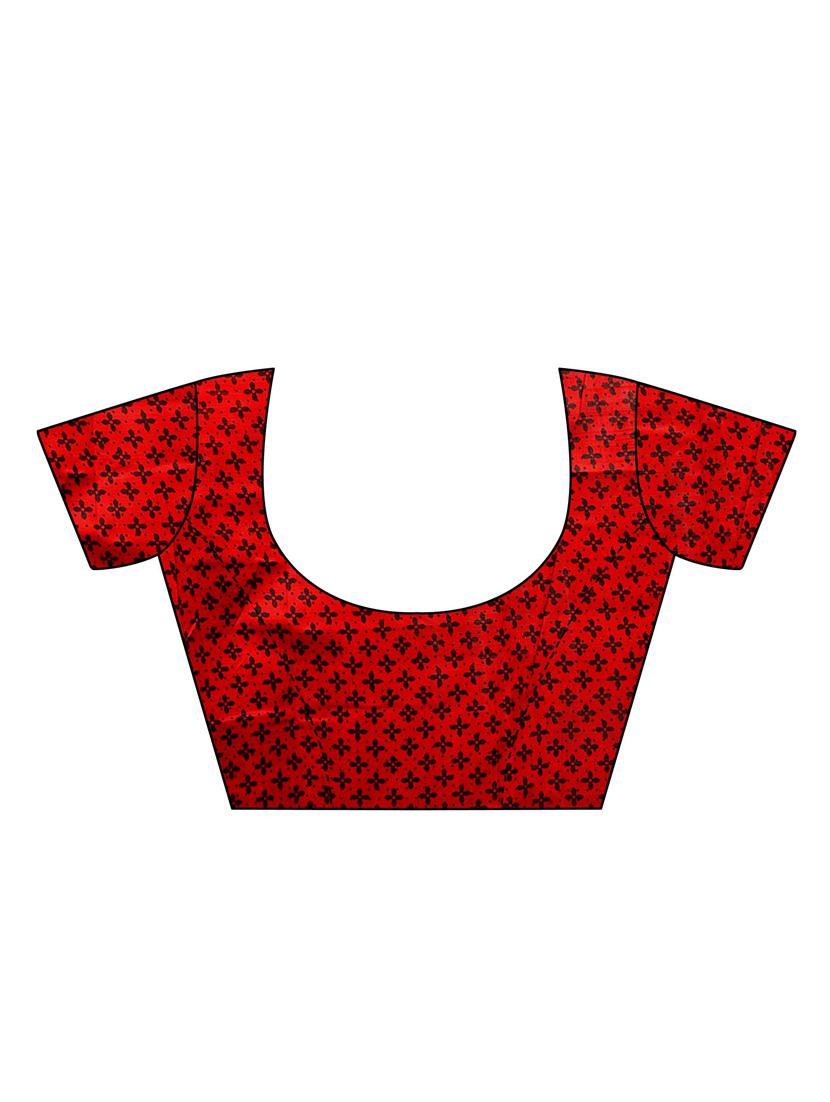 red ussar silk printed saree with blouse - 15012989 - Zoom Image - 3