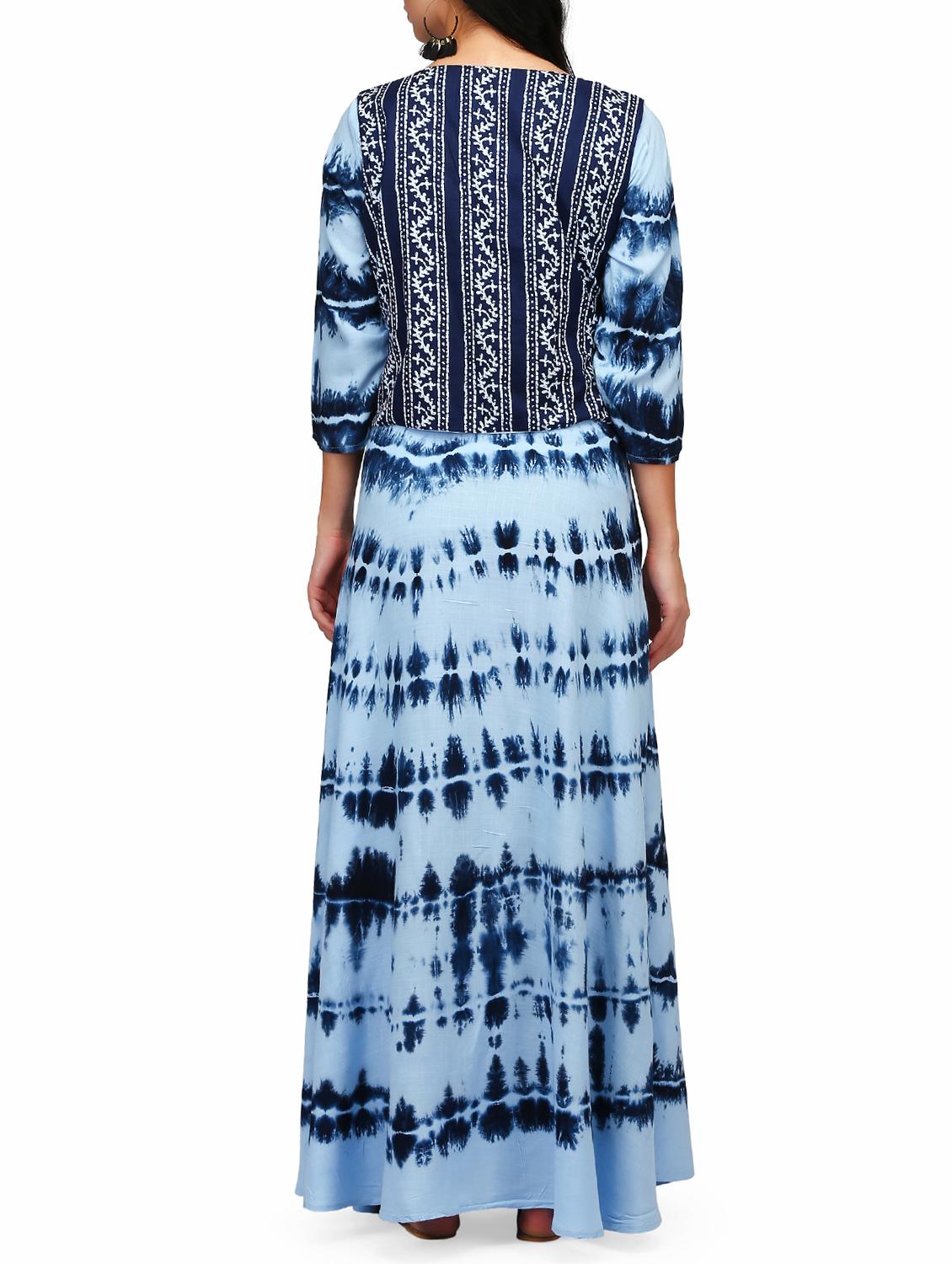 blue rayon kurta with jacket - 15013696 - Zoom Image - 3
