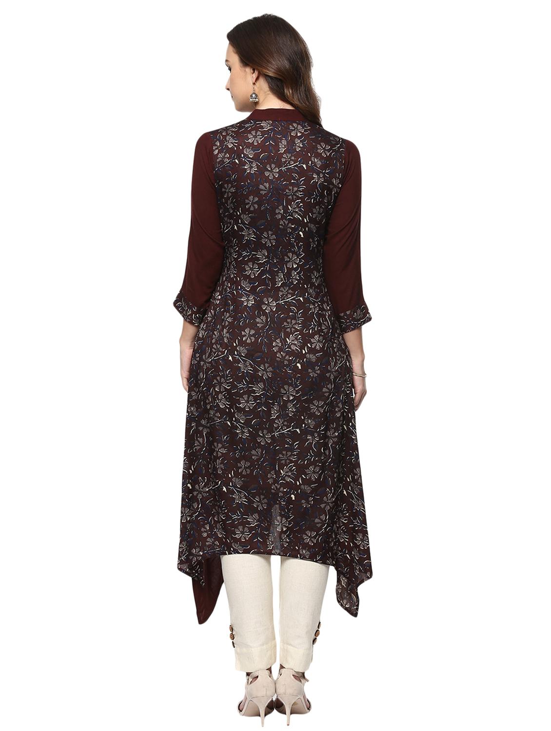 printed asymmetric kurta - 15015129 - Zoom Image - 3