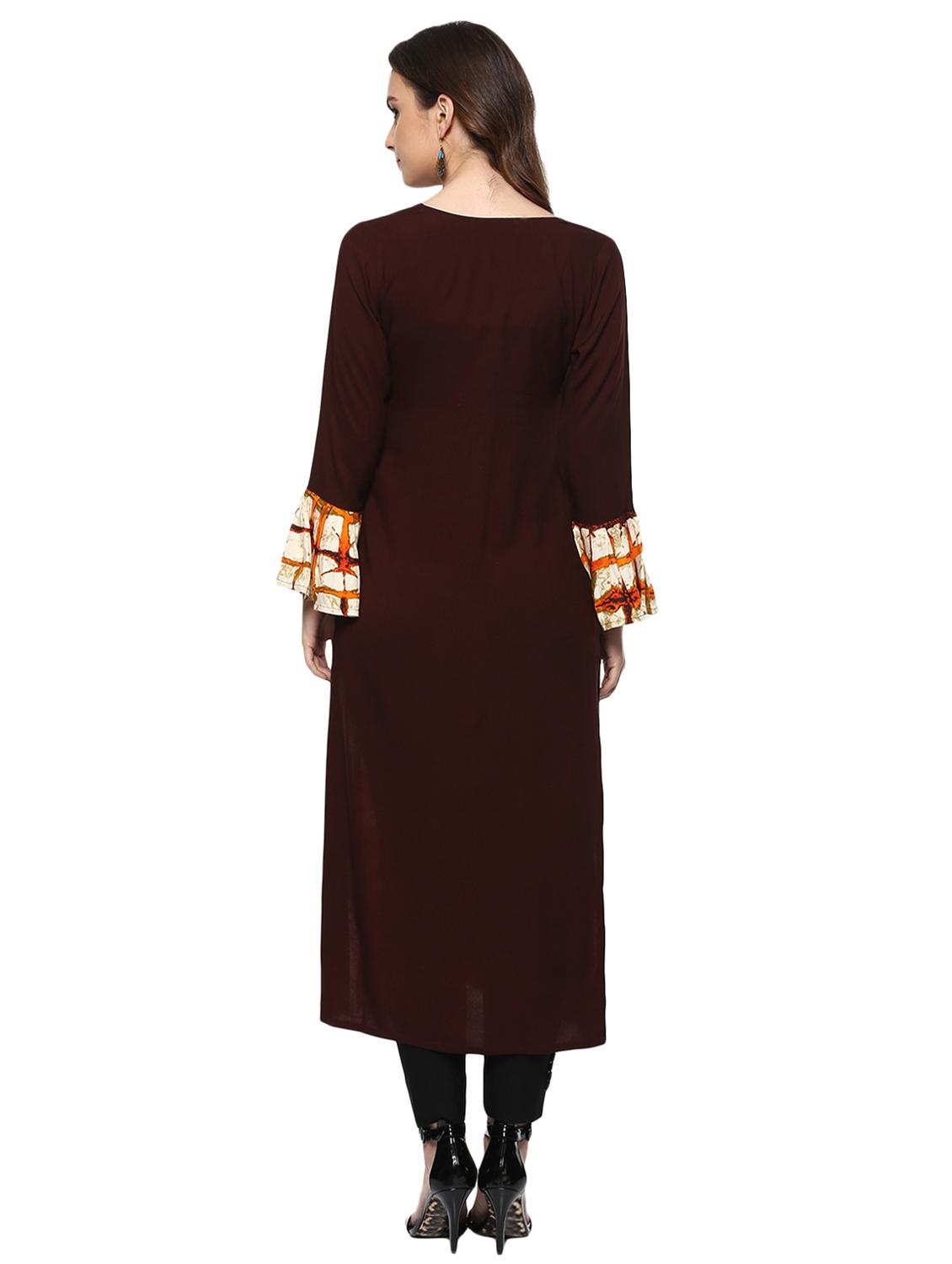 Checkered high slit kurta - 15015135 - Zoom Image - 3