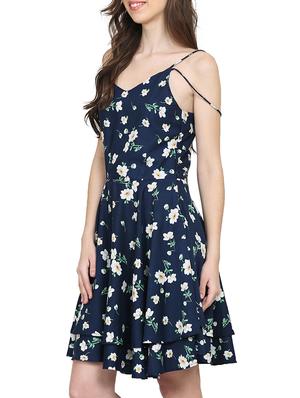 navy blue floral fit & flare dress - 15015522 - Standard Image - 3
