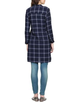 navy blue checkered tunic - 15015536 - Standard Image - 3