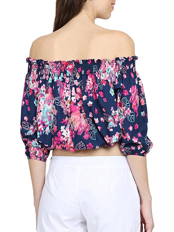 blue printed crop top - 15015539 - Zoom Image - 3