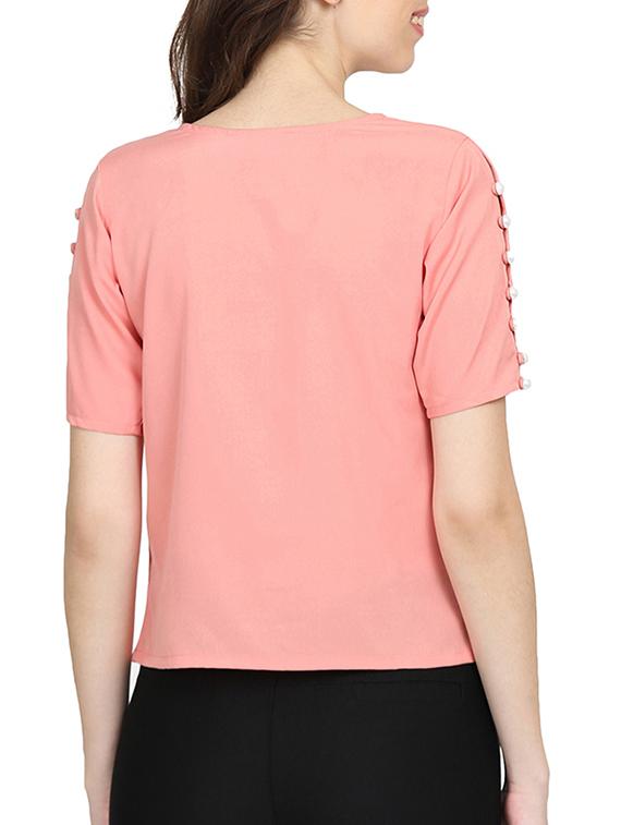 solid pink embellished top - 15015577 - Zoom Image - 3