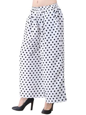 white printed crepe flared palazzo - 15015585 - Standard Image - 3