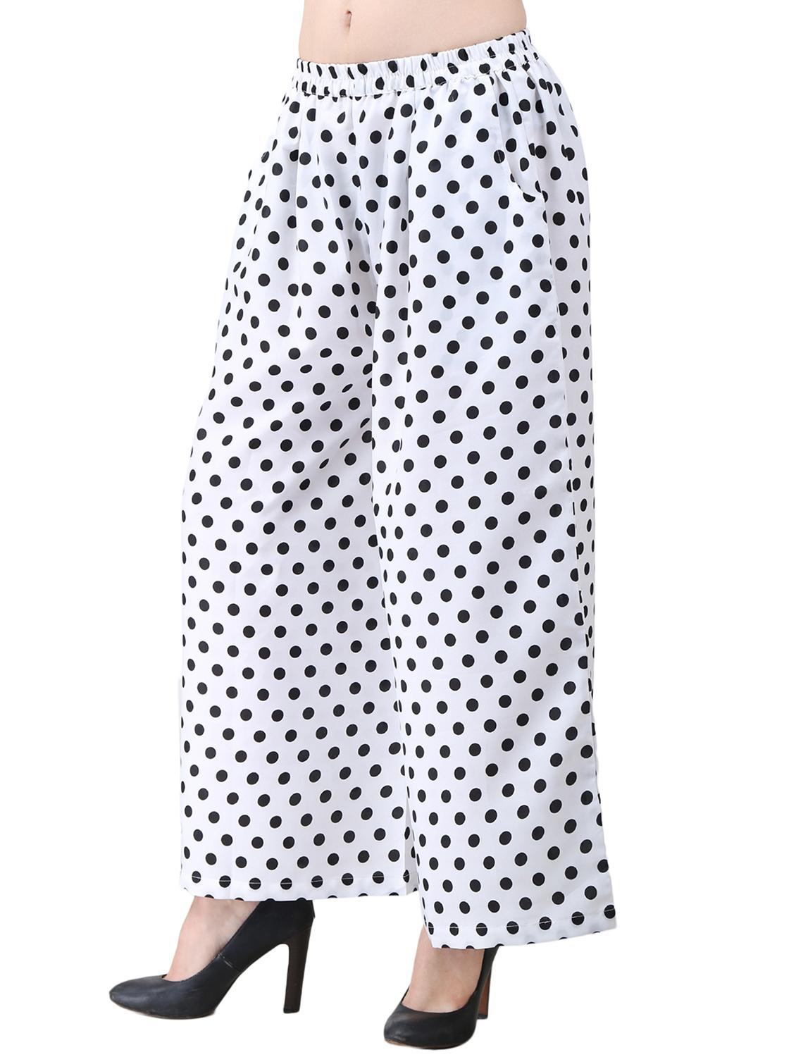 white printed crepe flared palazzo - 15015585 - Zoom Image - 3