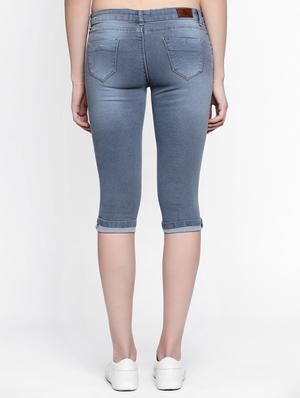 grey stone wash denim capri - 15015591 - Standard Image - 3