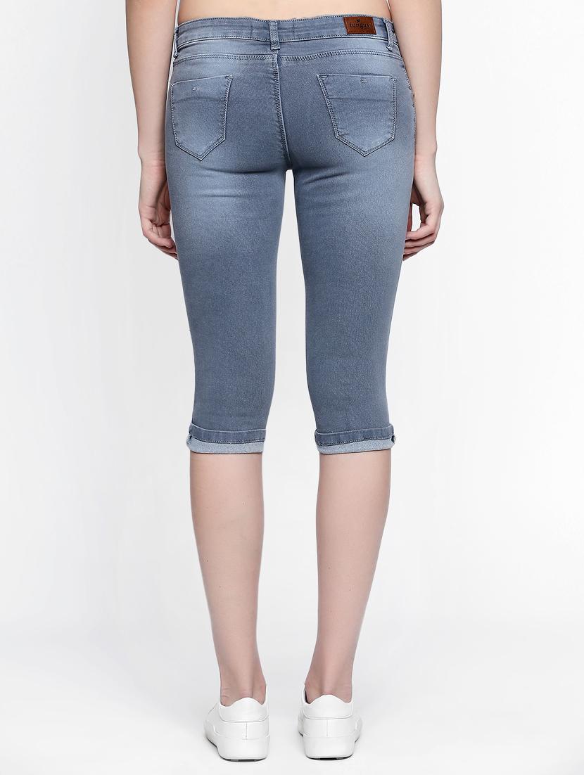grey stone wash denim capri - 15015591 - Zoom Image - 3