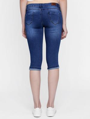 dark blue stone wash denim capri - 15015592 - Standard Image - 3