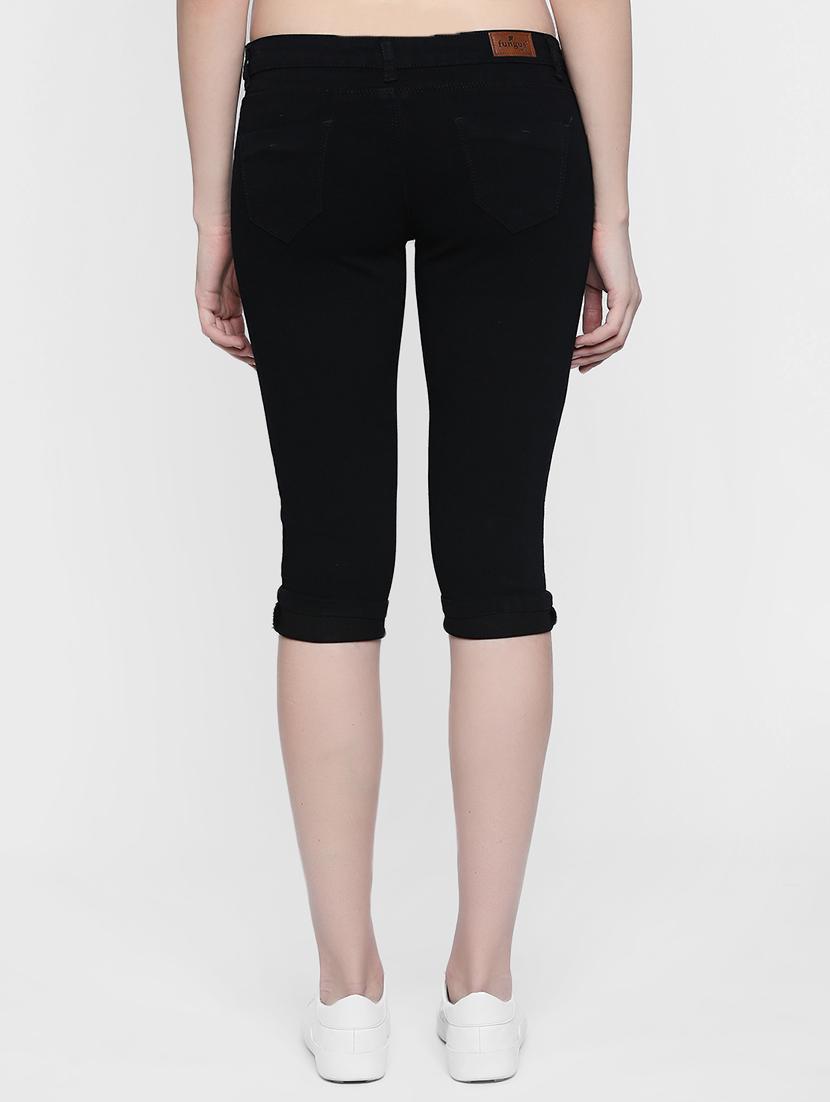 black solid denim capri - 15015593 - Zoom Image - 3