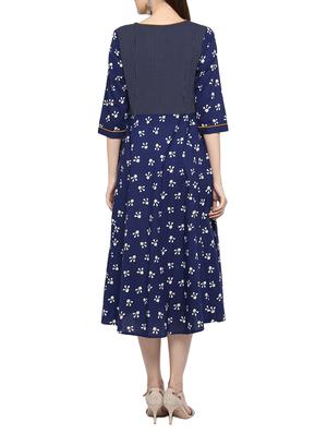 blue cotton a-line kurta - 15015954 - Standard Image - 3