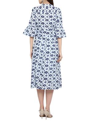 blue cotton flared kurta - 15015957 - Standard Image - 3