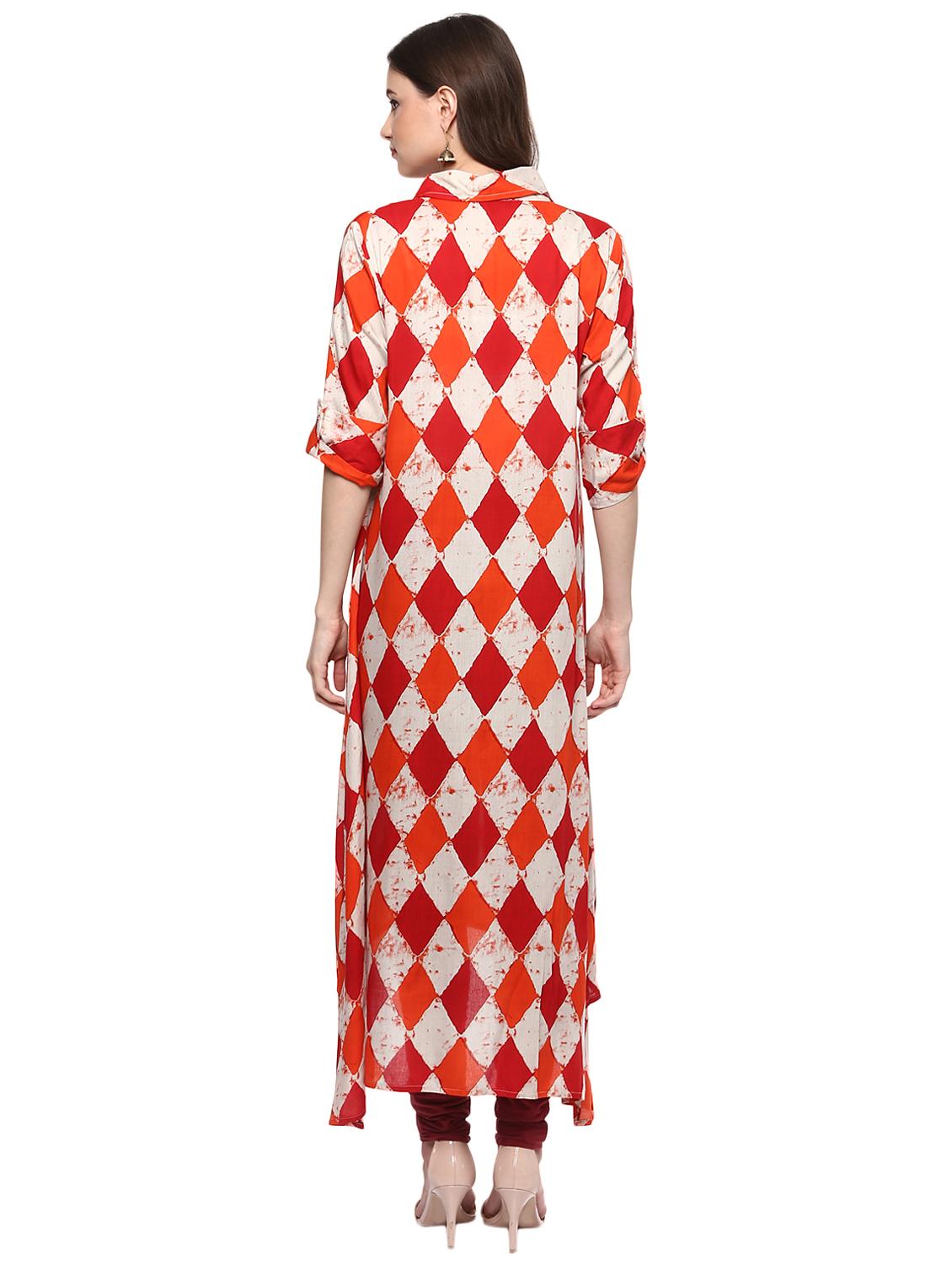 geometrical high-low kurta - 15016045 - Zoom Image - 3