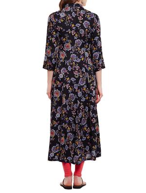 black rayon flared kurta - 15016067 - Standard Image - 3