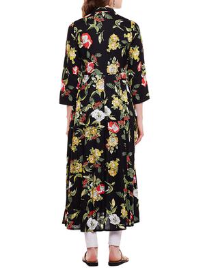 black rayon flared kurta - 15016069 - Standard Image - 3