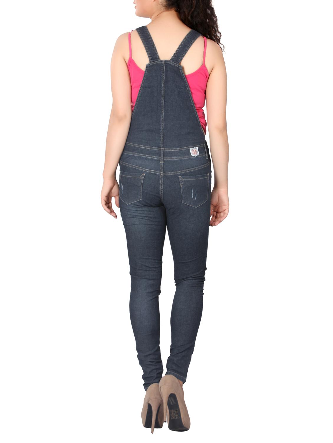 blue solid denim dungree - 15016138 - Zoom Image - 3