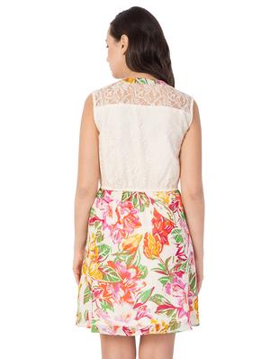 lace detail floral a-line dress - 15016249 - Standard Image - 3