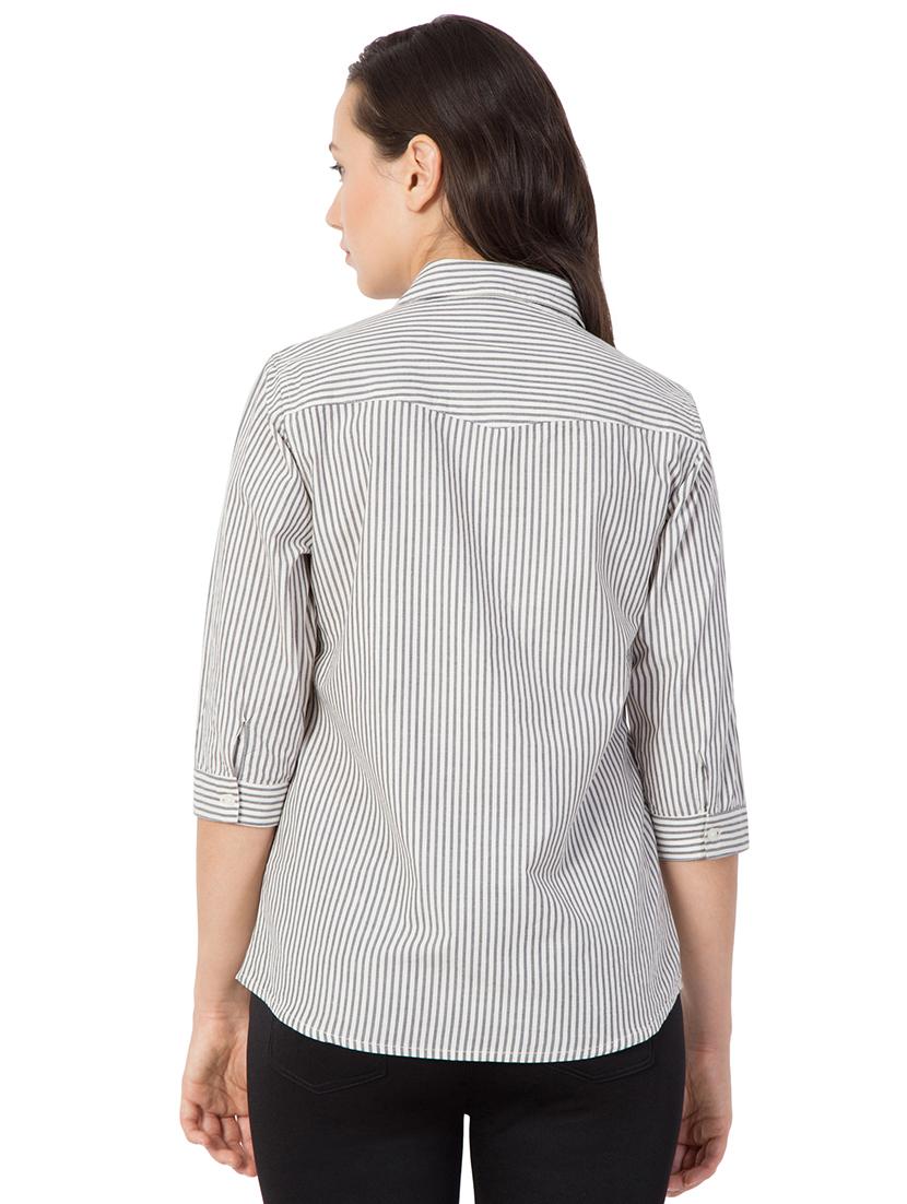 grey striped cotton shirt - 15016254 - Zoom Image - 3