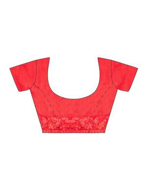 red georgette bordered saree with blouse - 15016844 - Standard Image - 3