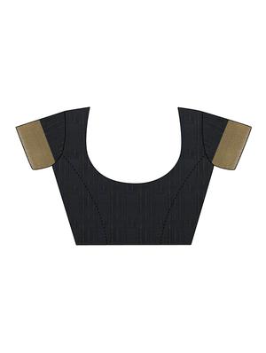 black cotton silk woven saree with blouse - 15016850 - Standard Image - 3