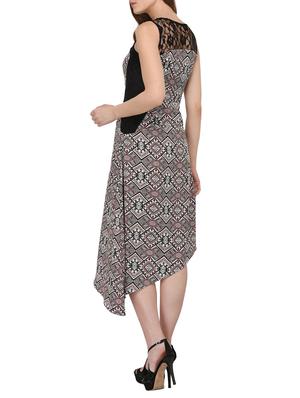 black printed crepe asymmetric dress - 15016946 - Standard Image - 3