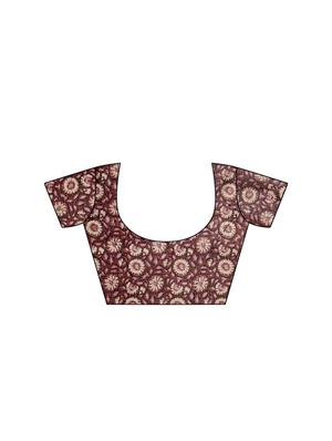 Printed bordered saree with blouse - 15016980 - Standard Image - 3