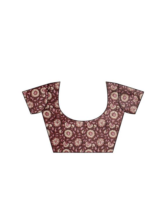 Printed bordered saree with blouse - 15016980 - Zoom Image - 3