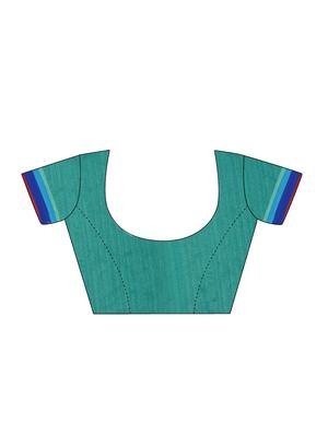 Contrast bordered bhagalpuri saree with blouse - 15017010 - Standard Image - 3