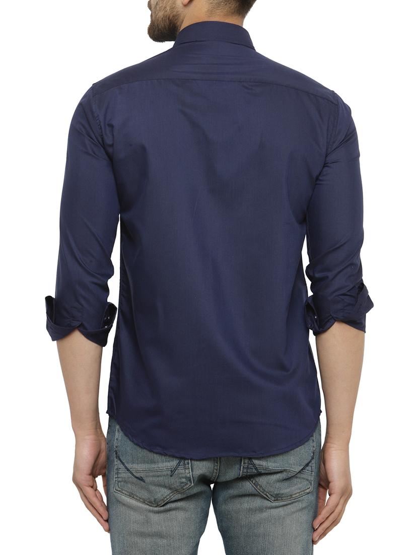 navy blue cotton casual shirt - 15017335 - Zoom Image - 3