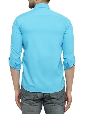 light blue cotton casual shirt - 15017338 - Standard Image - 3