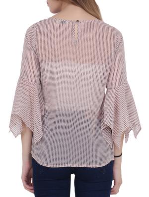 beige georgette polka doted top - 15017354 - Standard Image - 3
