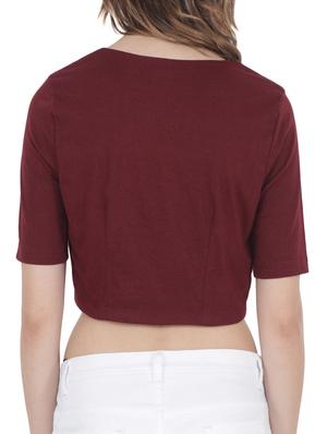 solid maroon crop top - 15017359 - Standard Image - 3