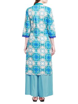 Chhabra555 blue cotton straight kurta - 15017906 - Standard Image - 3