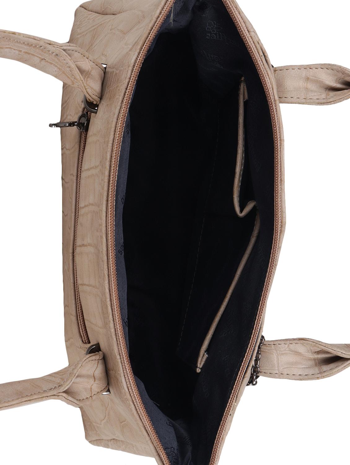 khaki leatherette regular handbag - 15018541 - Zoom Image - 3