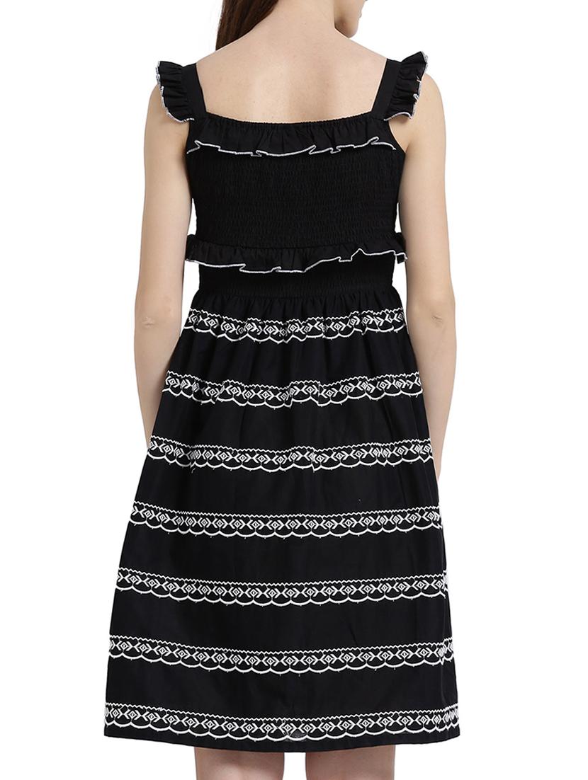 black cotton a-line dress - 15019190 - Zoom Image - 3