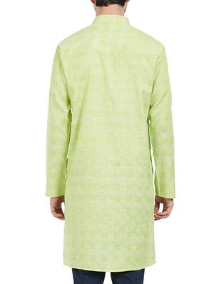 green cotton long kurta - 15019267 - Standard Image - 3
