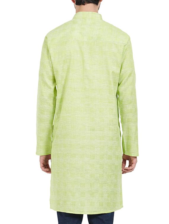 green cotton long kurta - 15019267 - Zoom Image - 3